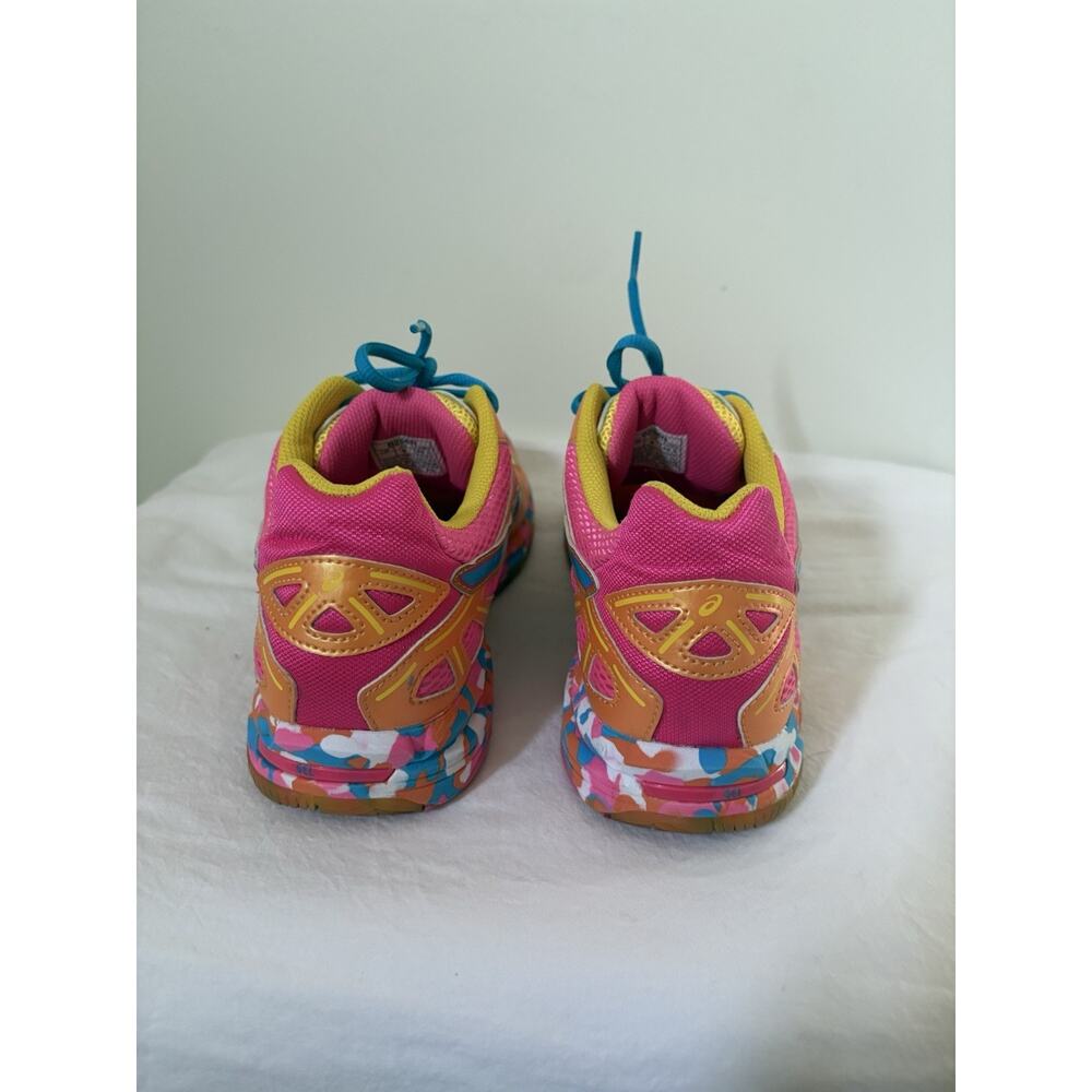 Asics Womens Size 9 Gel Flashpoint Running Shoes Orange Pink Blue Lace Up - Picture 4 of 7